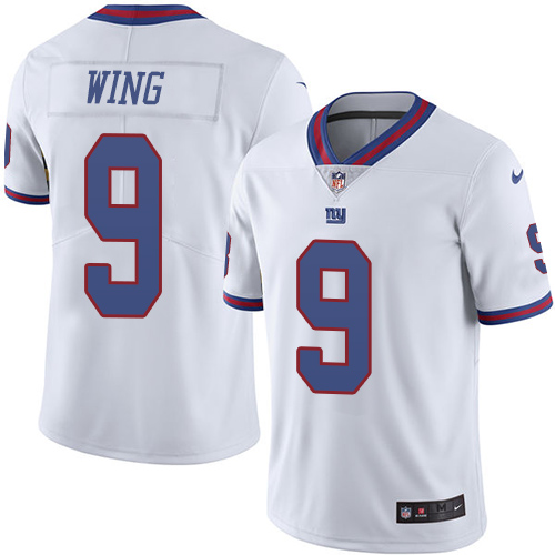 Men's Limited Brad Wing Nike Jersey White - #9 Rush NFL New York Giants